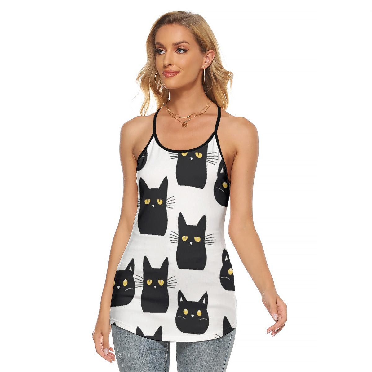 All-Over Print Women's Criss-Cross Open Back Tank Top
