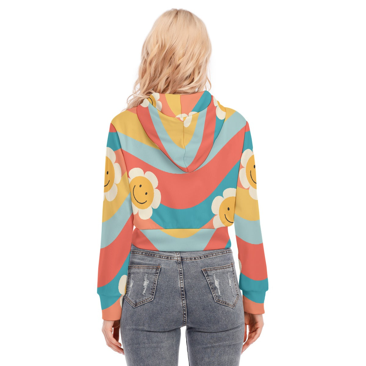 All-Over Print Women's Crop Top Hoodie With Zipper Closure