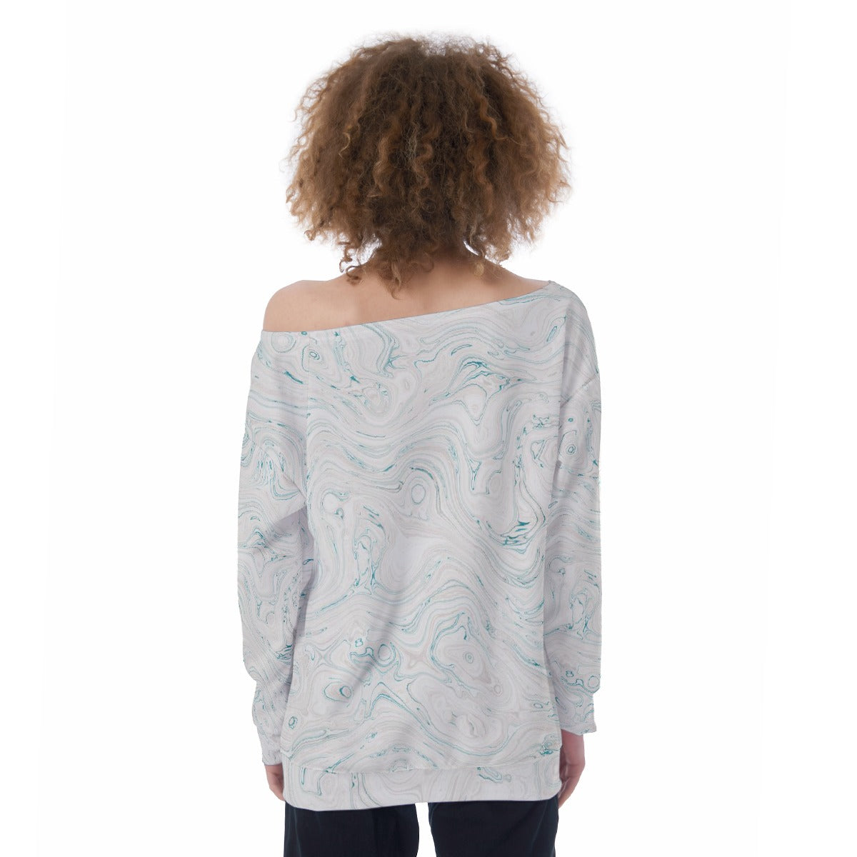 All-Over Print Oversized Women's Off-Shoulder Sweatshirt