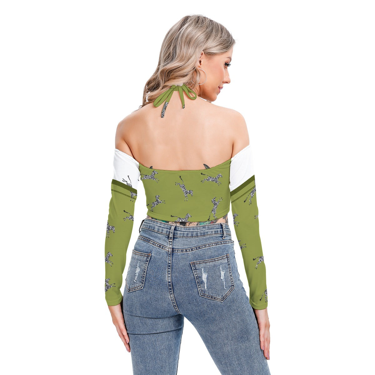 All-Over Print Women's Halter Lace-up Top