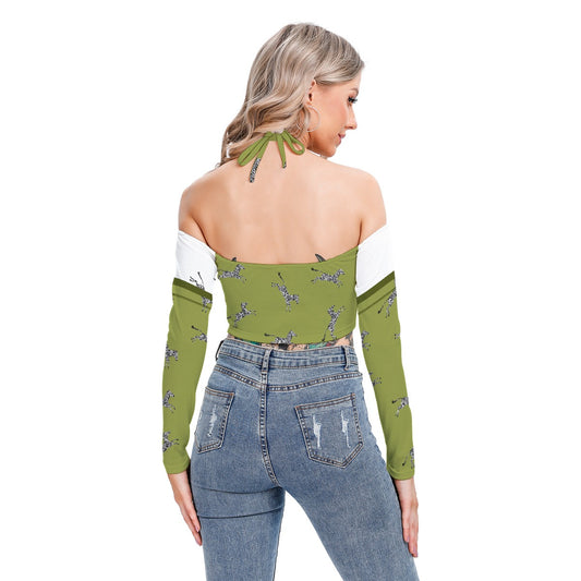 All-Over Print Women's Halter Lace-up Top