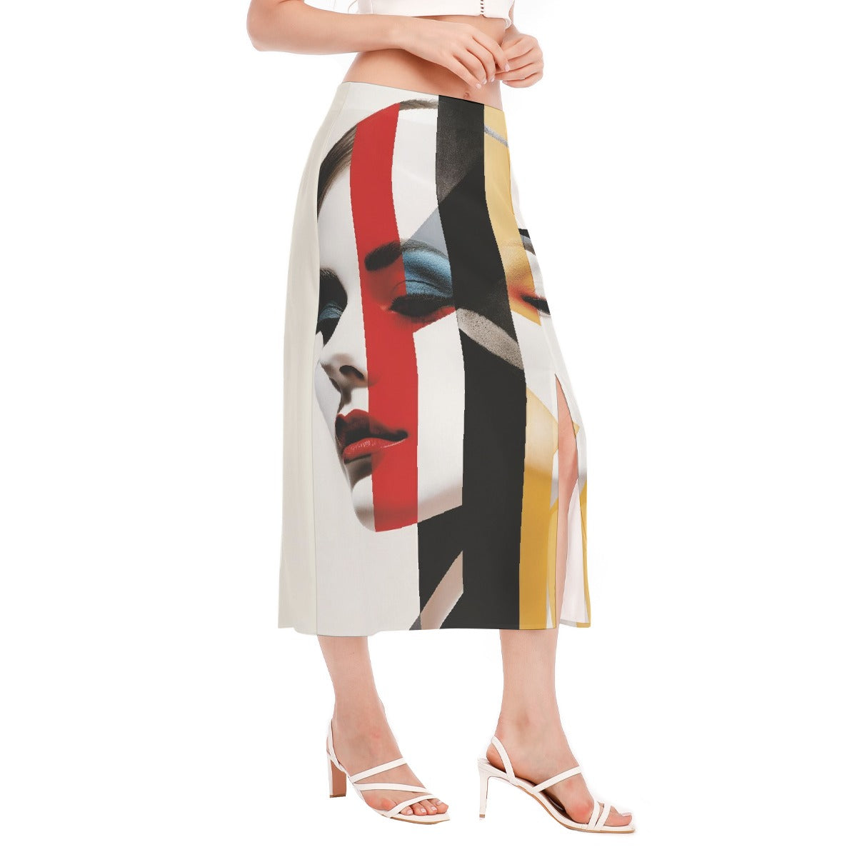 All-Over Print Women's High Slit Long Skirt
