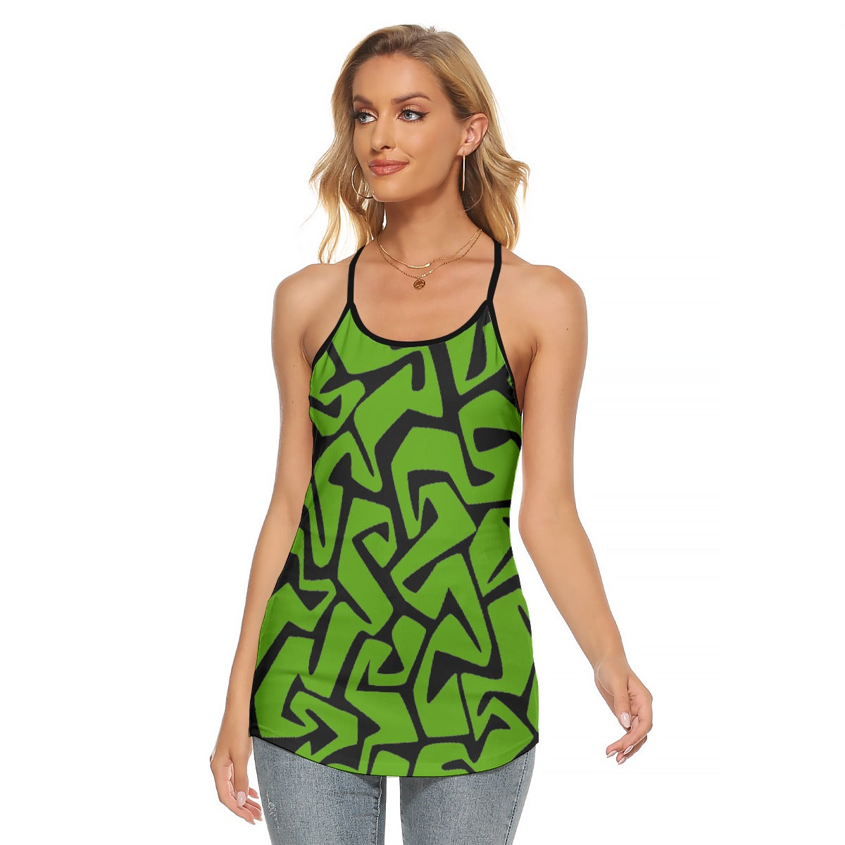 All-Over Print Women's Criss-Cross Open Back Tank Top