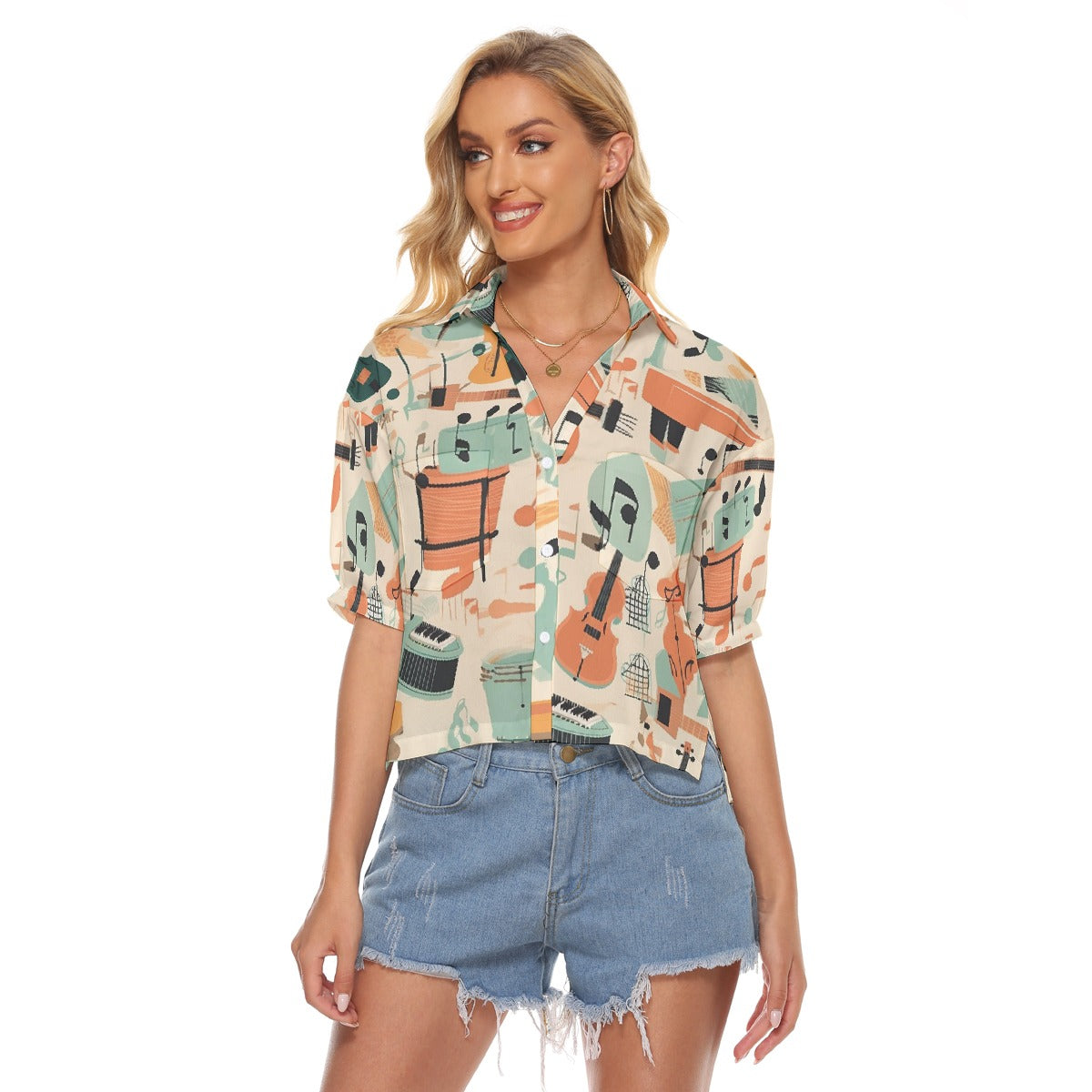 All-Over Print Women's V-neck Shirts