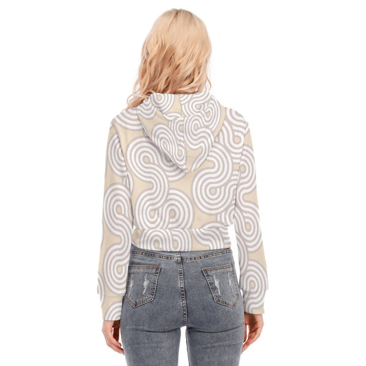 All-Over Print Women's Crop Top Hoodie With Zipper Closure