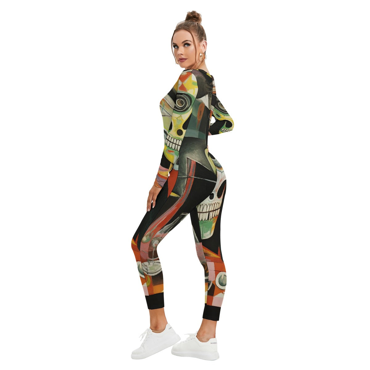 All-Over Print Women's Plunging Neck Jumpsuit