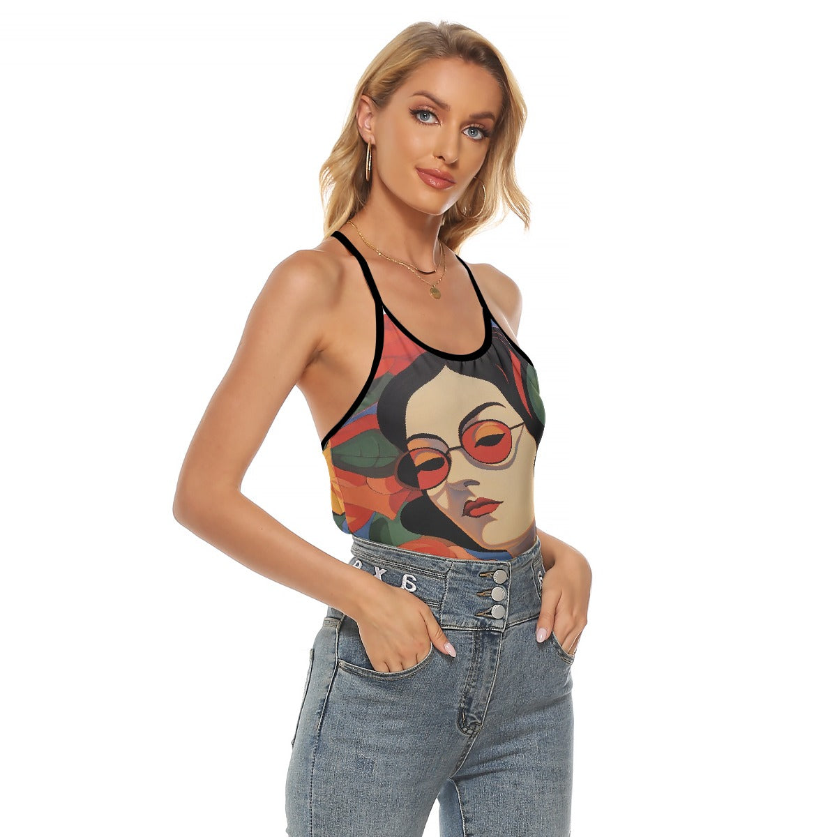 All-Over Print Women's Criss-Cross Open Back Tank Top