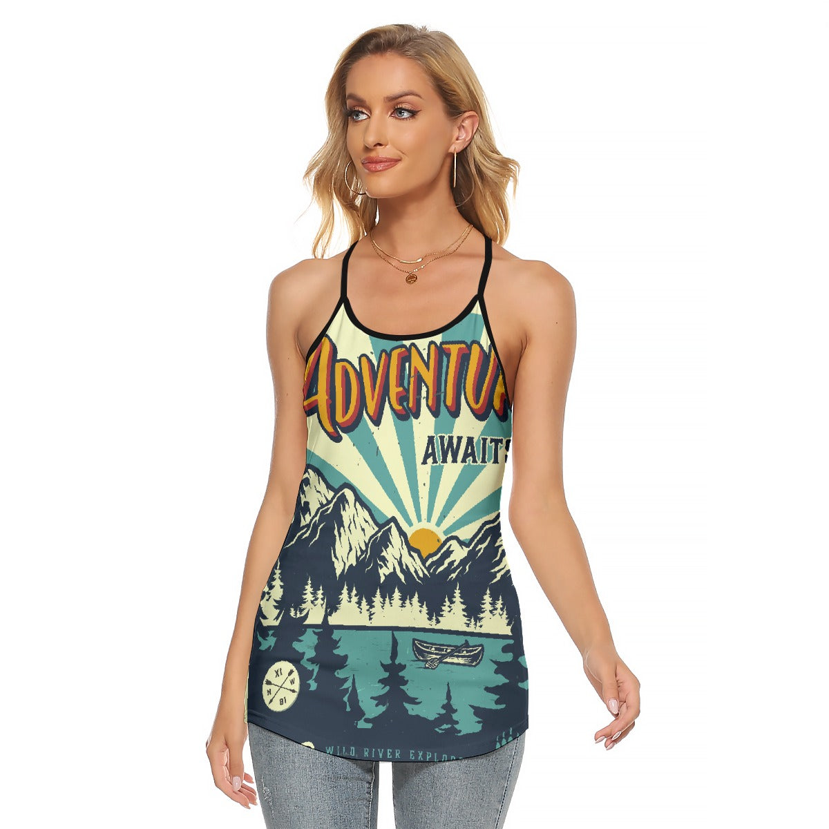 All-Over Print Women's Criss-Cross Open Back Tank Top