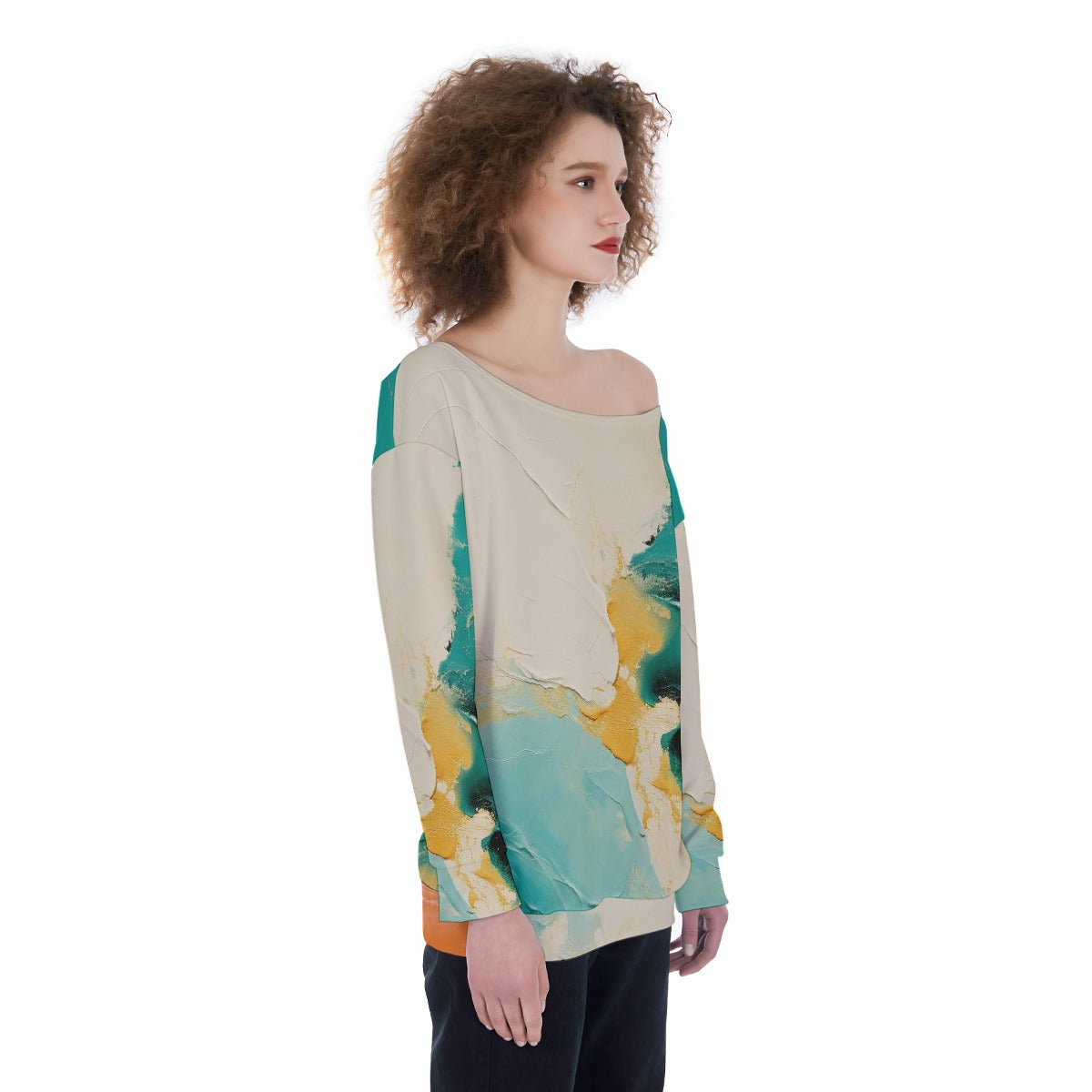 All-Over Print Oversized Women's Off-Shoulder Sweatshirt