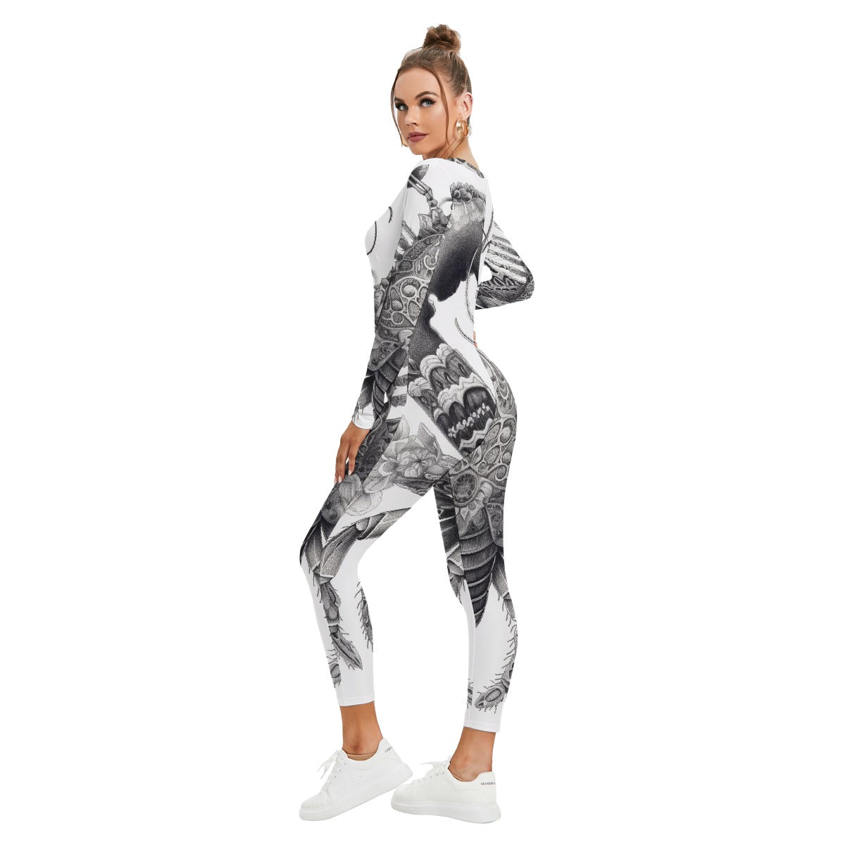 All-Over Print Women's Plunging Neck Jumpsuit