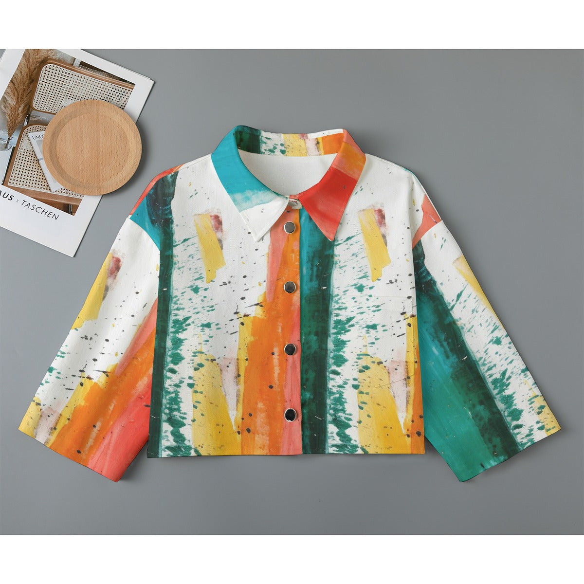 All-Over Print Women's Cropped Jacket | 245GSM Cotton