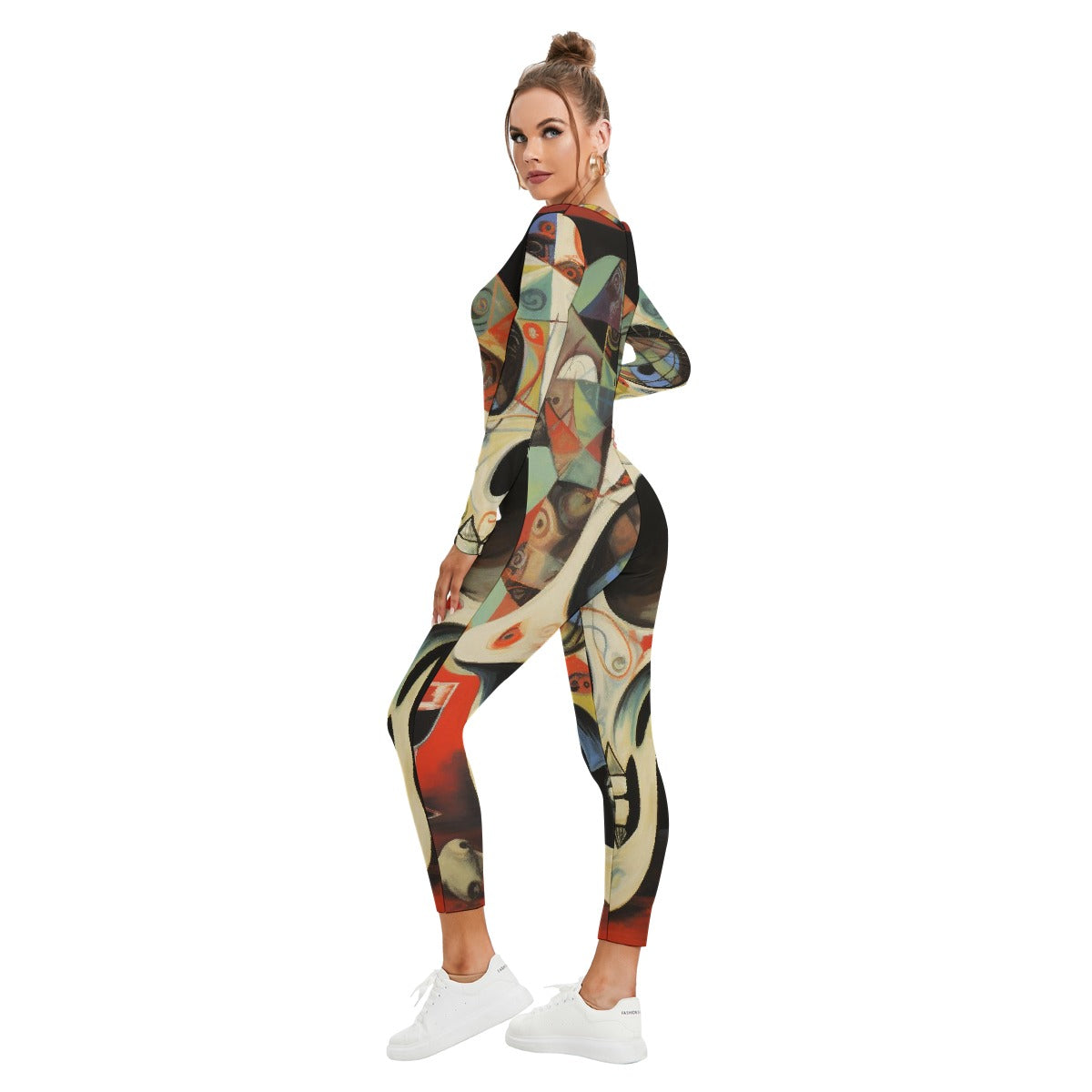 All-Over Print Women's Plunging Neck Jumpsuit