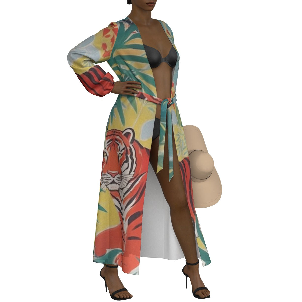 All-Over Print Women's Lace-up Chiffon Robe