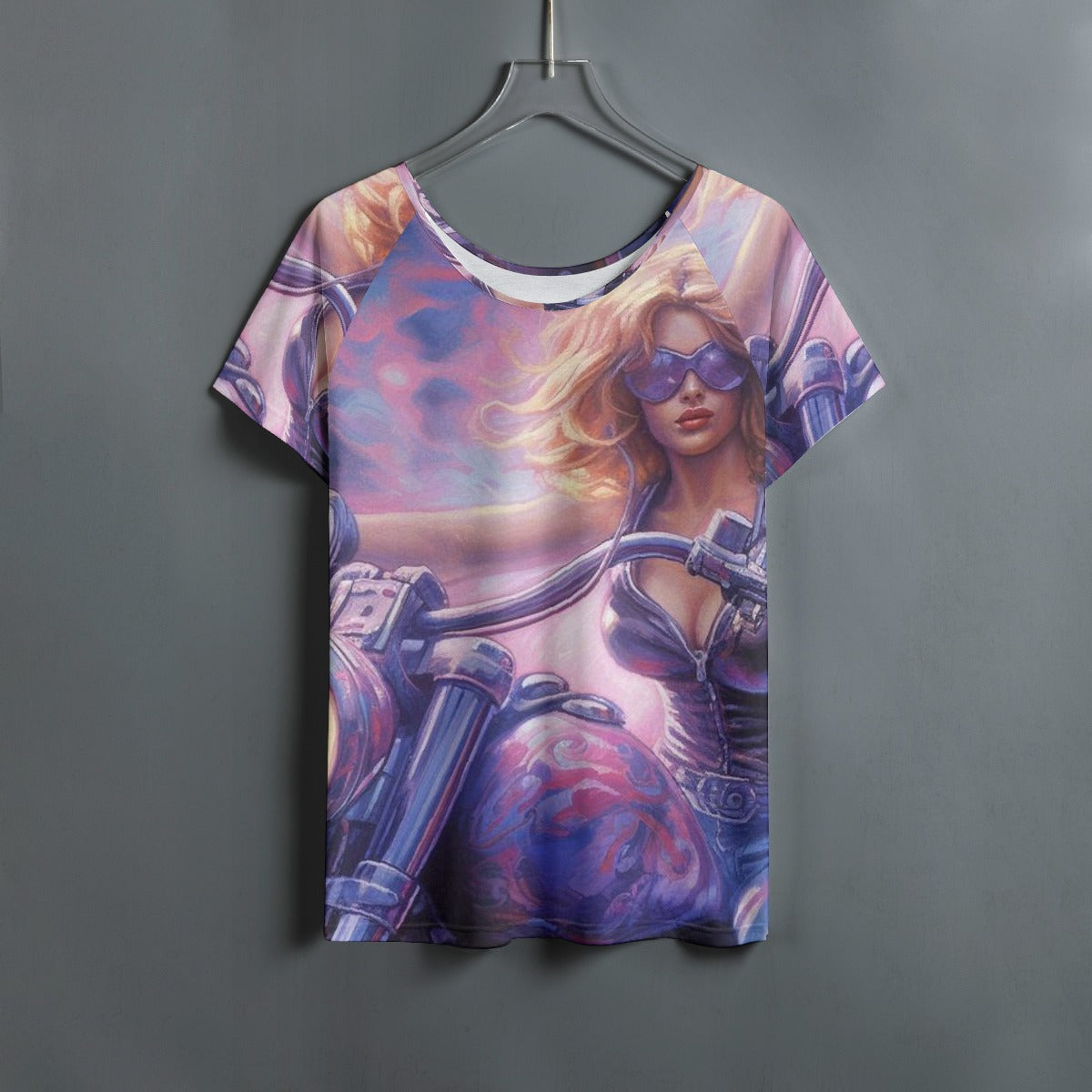 All-Over Print Women's Round Neck T-shirt With Raglan Sleeve