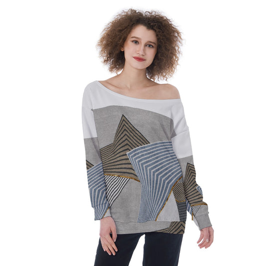 All-Over Print Oversized Women's Off-Shoulder Sweatshirt