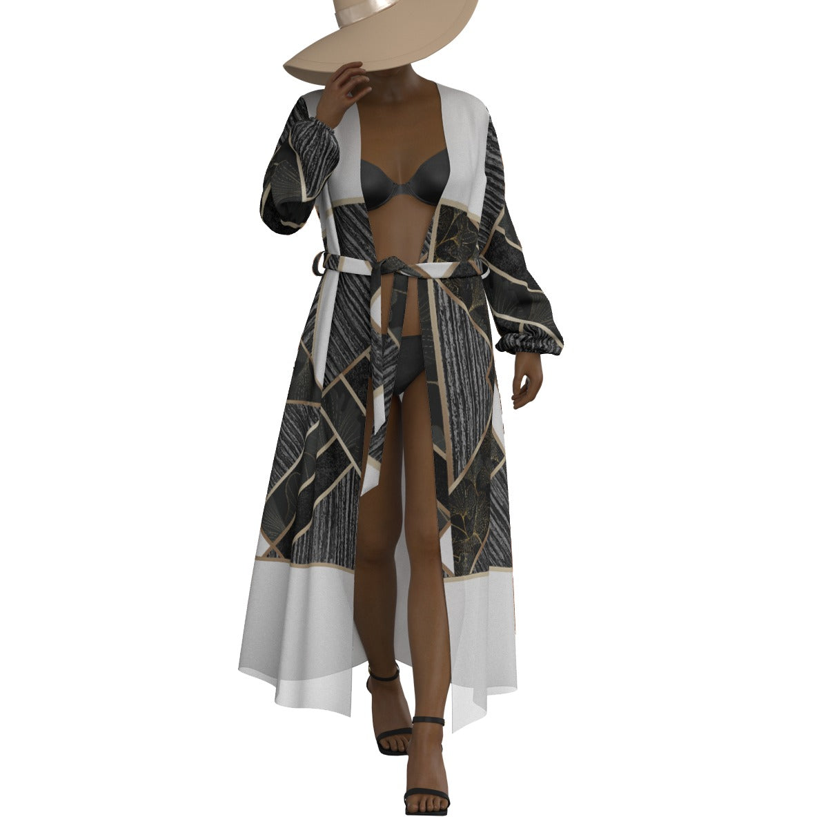 All-Over Print Women's Lace-up Chiffon Robe