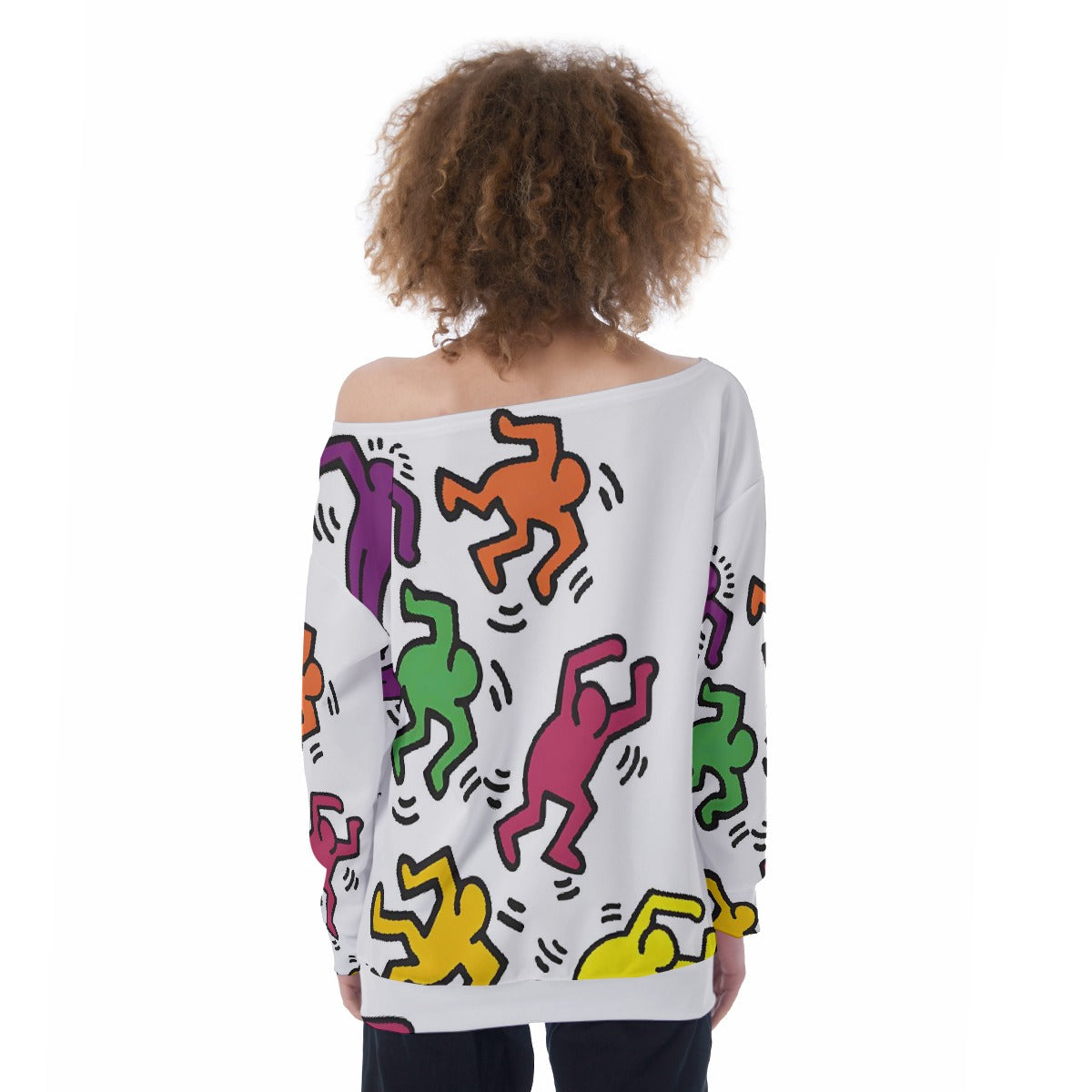 All-Over Print Oversized Women's Off-Shoulder Sweatshirt