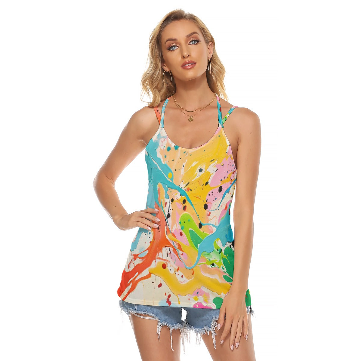 All-Over Print Women's Halter Top With Backless