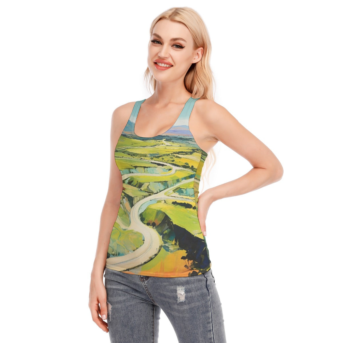 All-Over Print Women's Racer Vest | 190GSM Cotton
