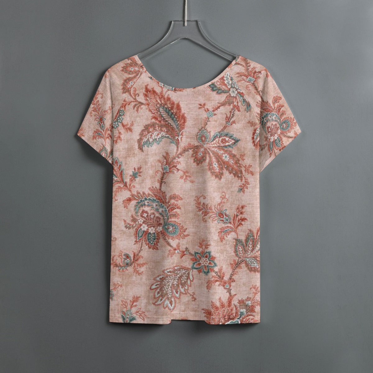 All-Over Print Women's Round Neck T-shirt With Raglan Sleeve