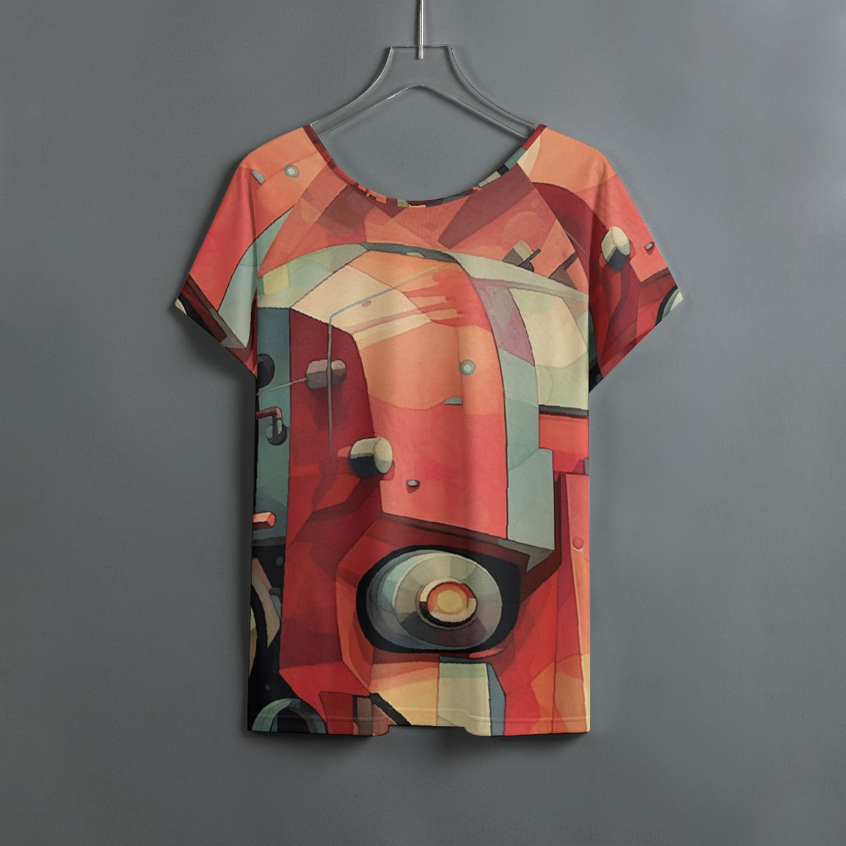 All-Over Print Women's Round Neck T-shirt With Raglan Sleeve
