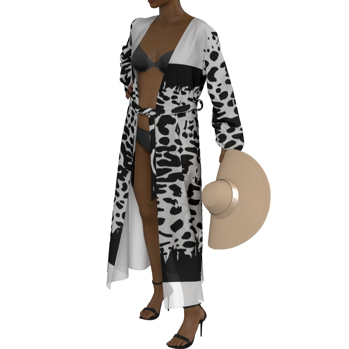 All-Over Print Women's Lace-up Chiffon Robe