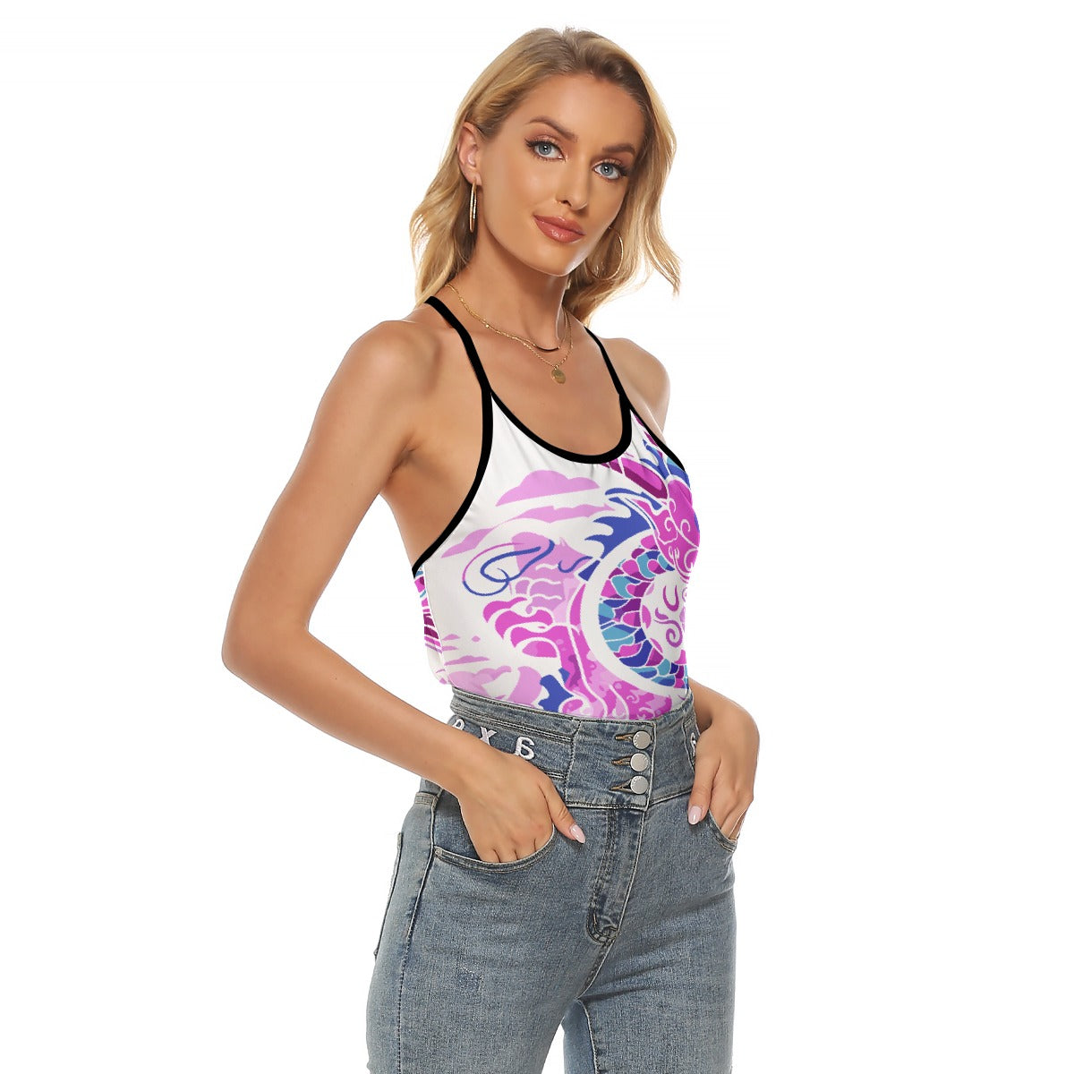 All-Over Print Women's Criss-Cross Open Back Tank Top