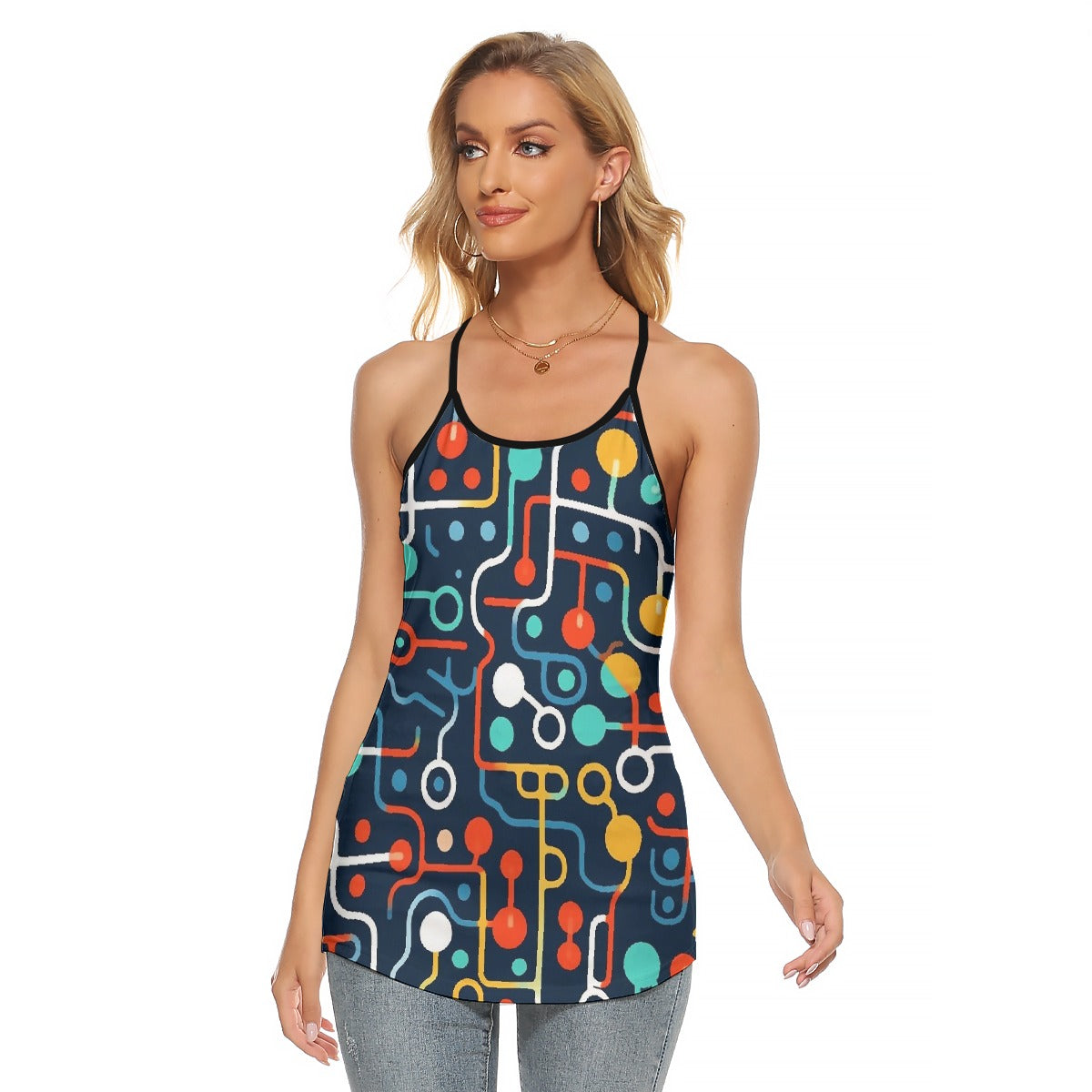 All-Over Print Women's Criss-Cross Open Back Tank Top