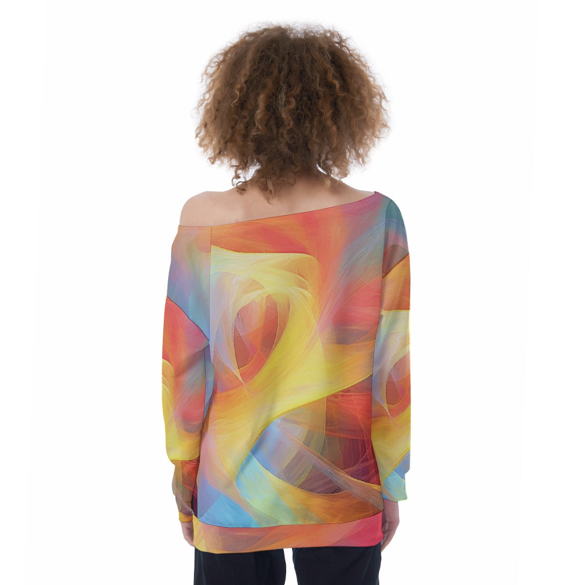 All-Over Print Oversized Women's Off-Shoulder Sweatshirt