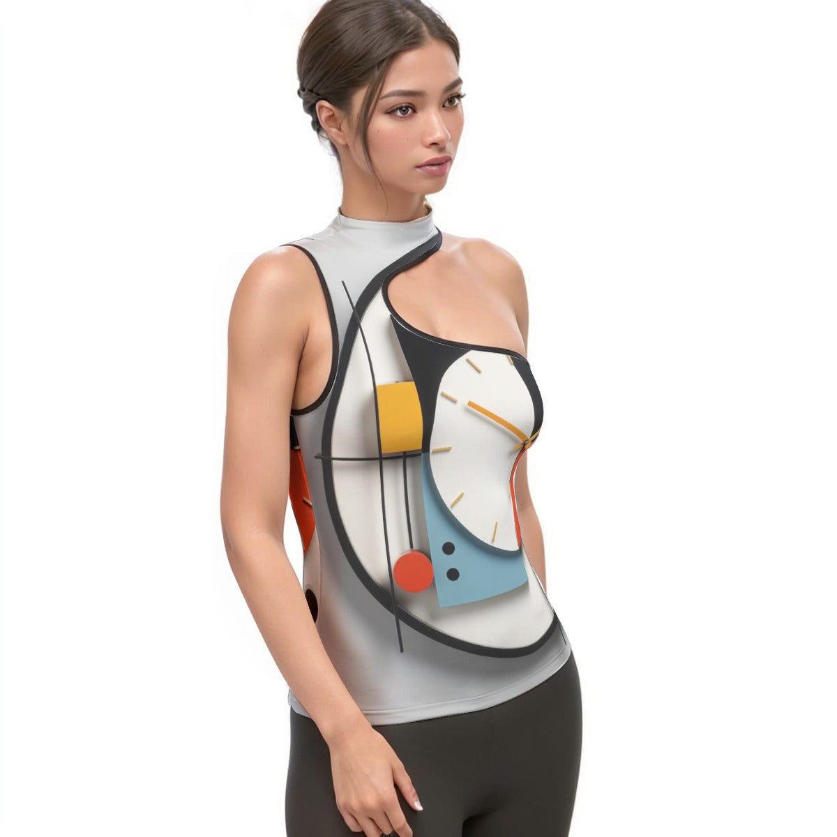 All-Over Print Women's Halter Sleeveless Asymmetrical Tank Top