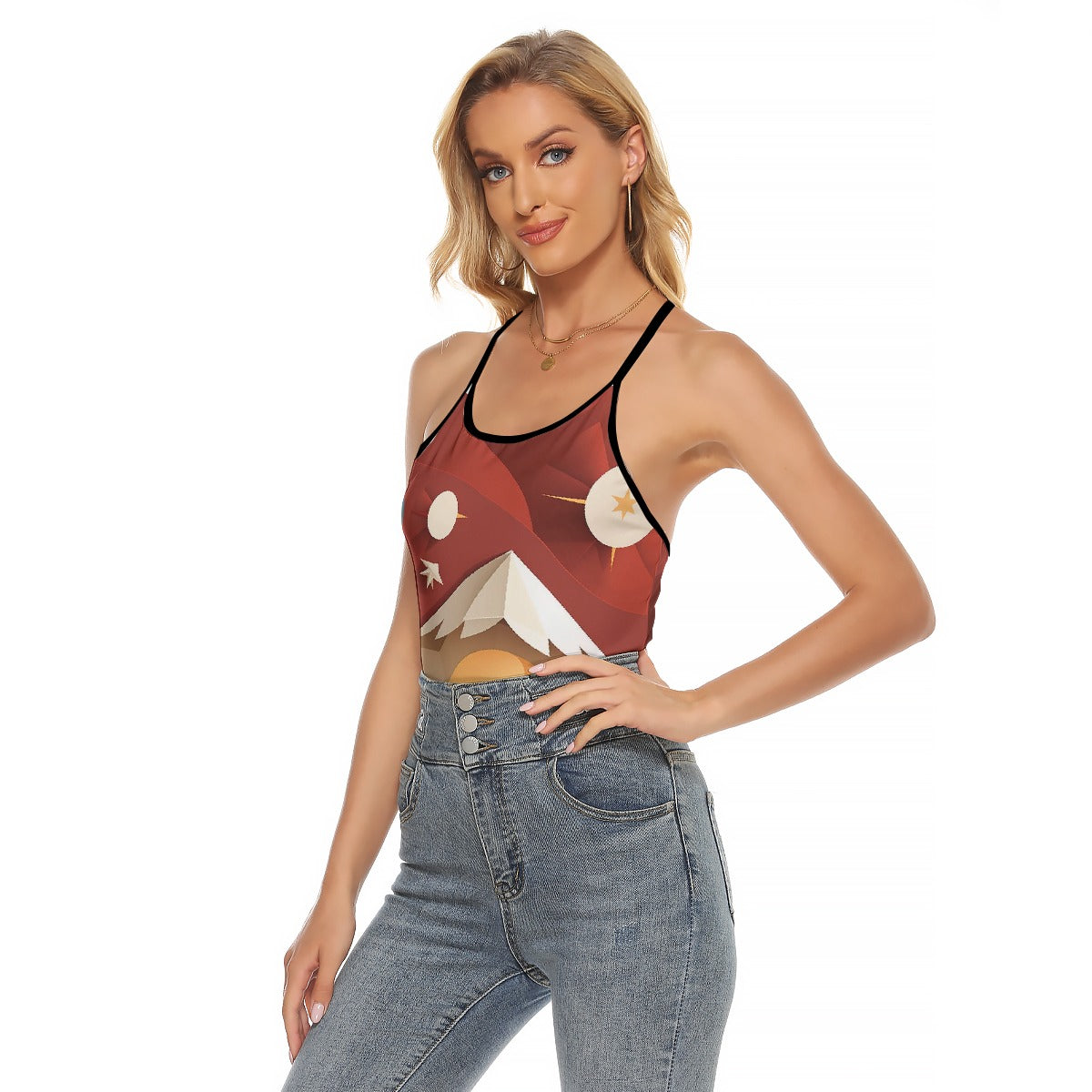 All-Over Print Women's Criss-Cross Open Back Tank Top