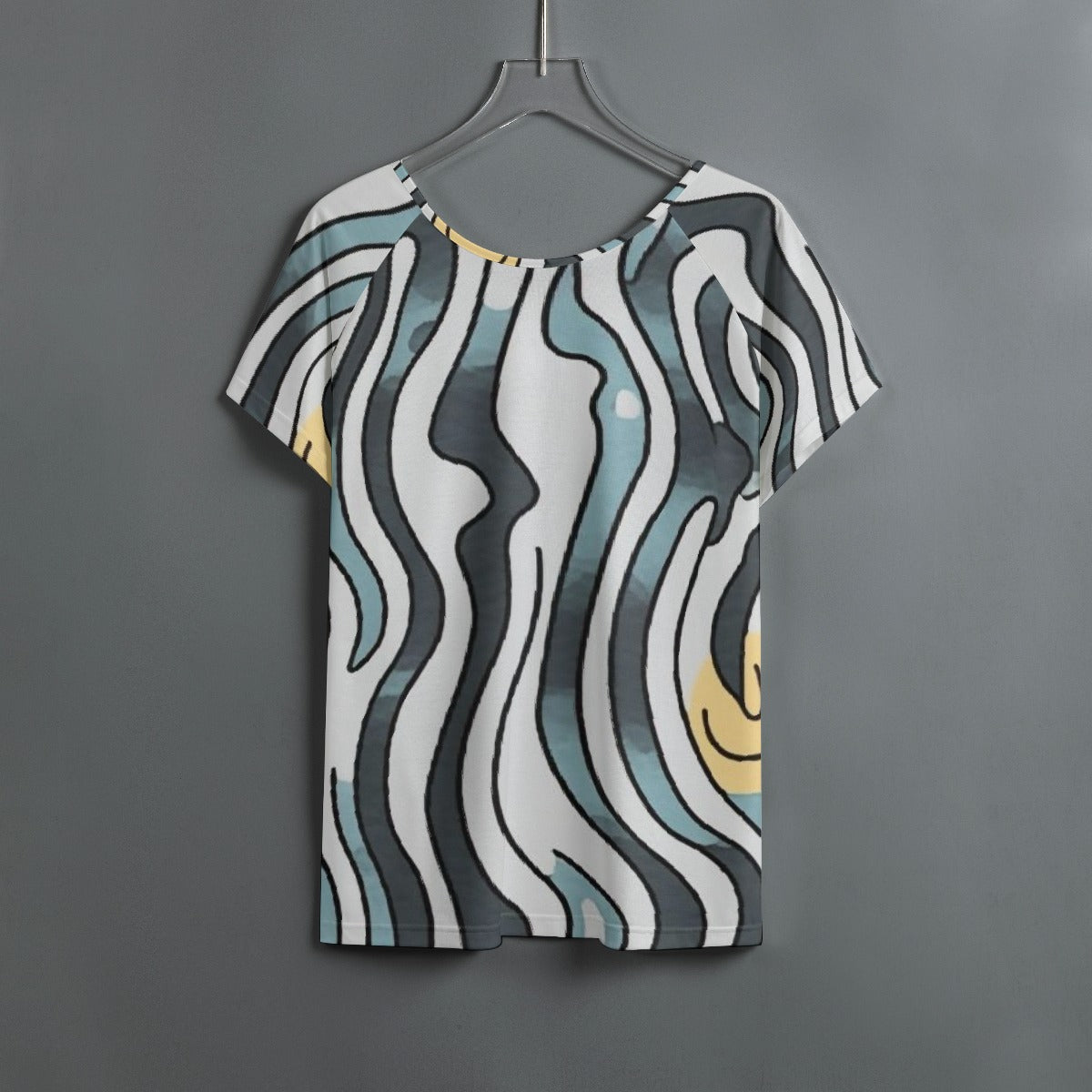 All-Over Print Women's Round Neck T-shirt With Raglan Sleeve