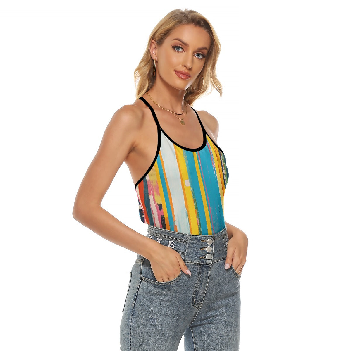 All-Over Print Women's Criss-Cross Open Back Tank Top
