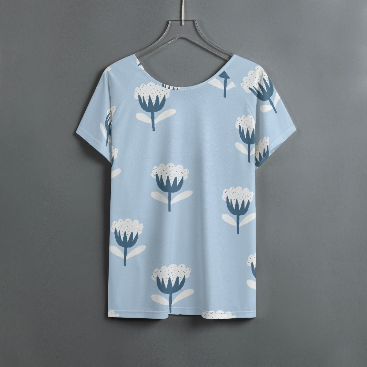 All-Over Print Women's Round Neck T-shirt With Raglan Sleeve