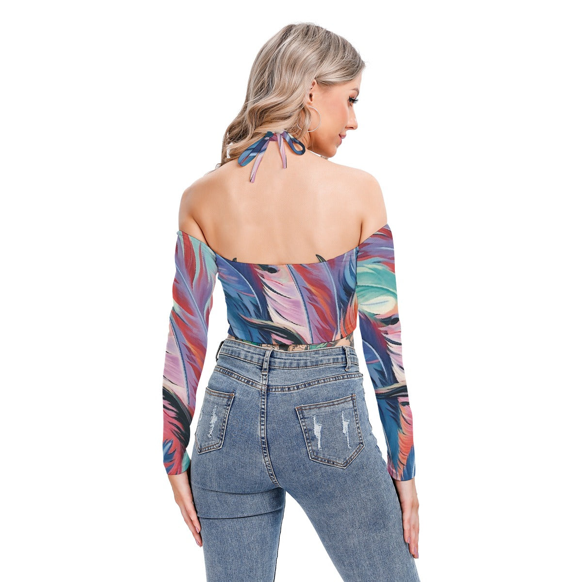 All-Over Print Women's Halter Lace-up Top