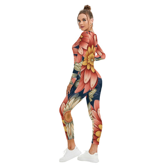 All-Over Print Women's Plunging Neck Jumpsuit