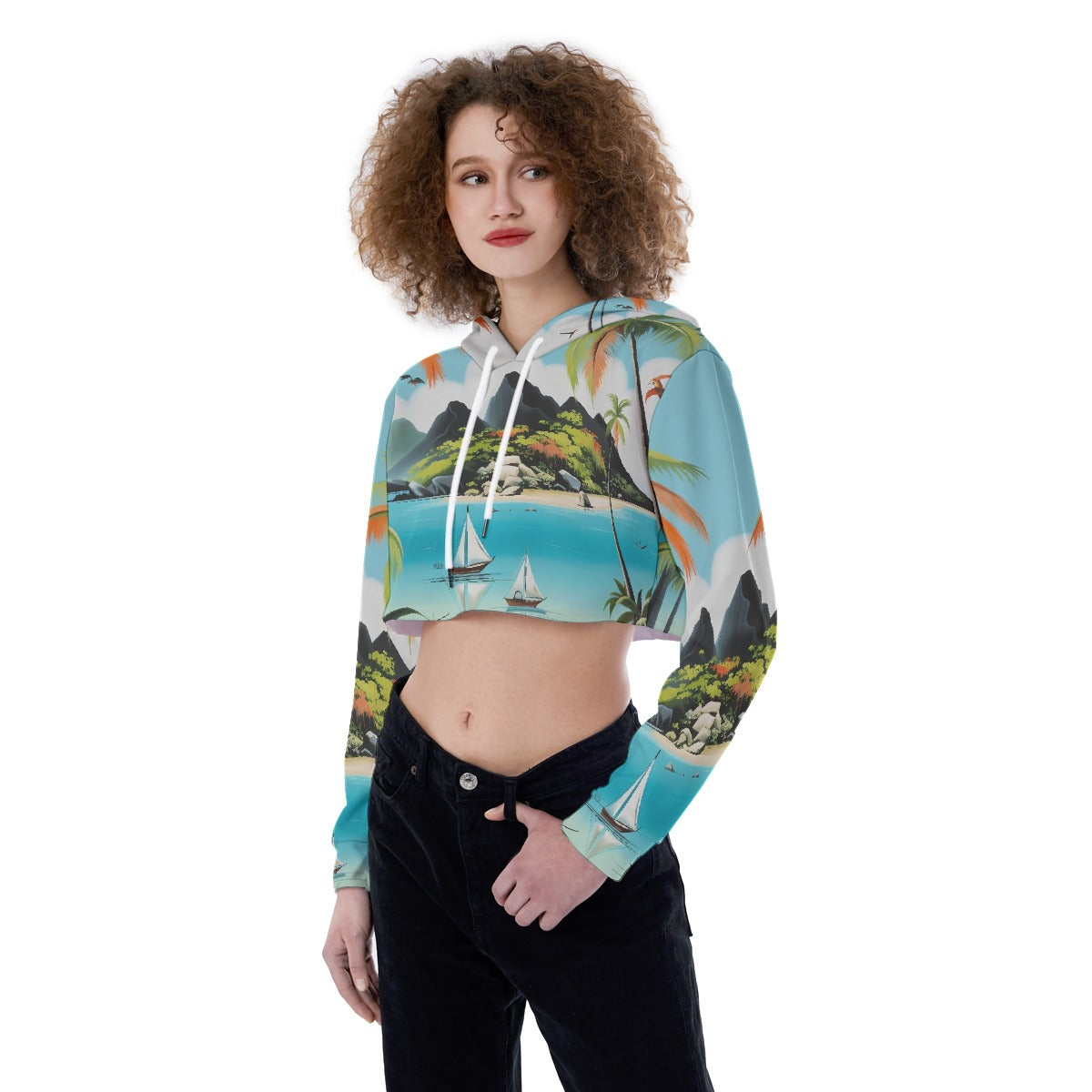 All-Over Print Women's Crop Top Hoodie