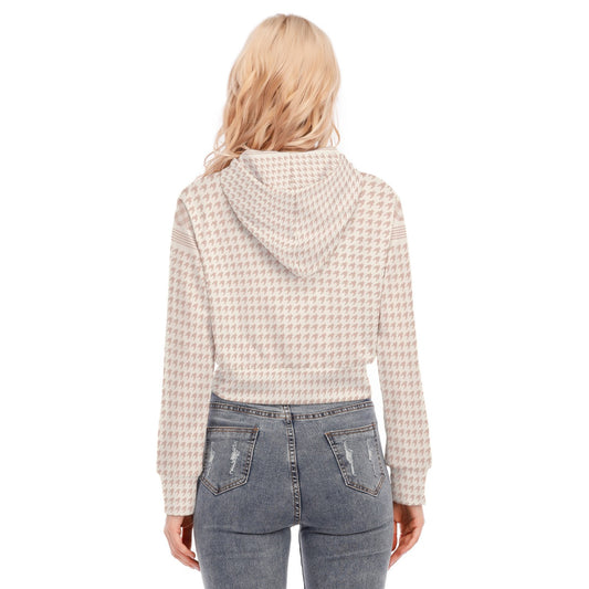 All-Over Print Women's Crop Top Hoodie With Zipper Closure