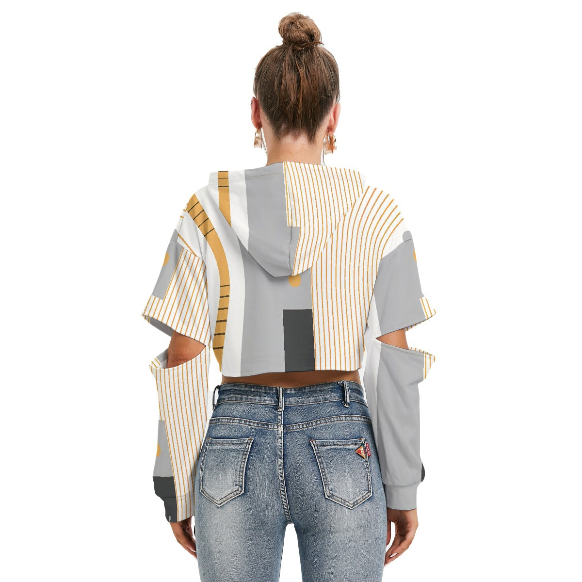 All-Over Print Women's Heavy Fleece Hoodie With Hollow Out Sleeve