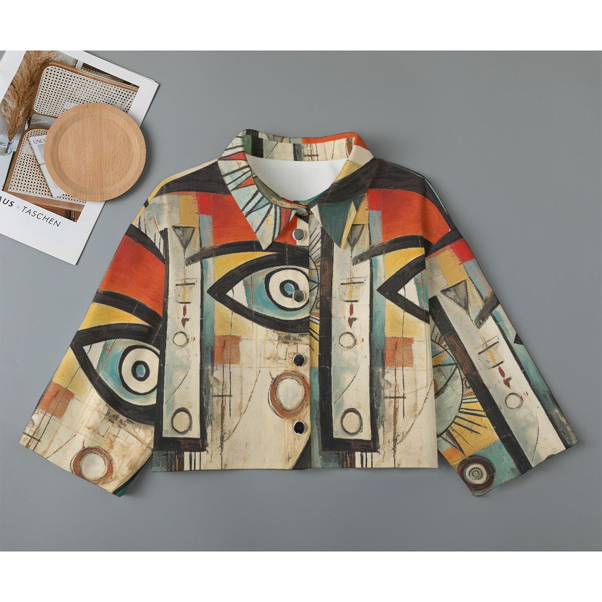 All-Over Print Women's Cropped Jacket | 245GSM Cotton