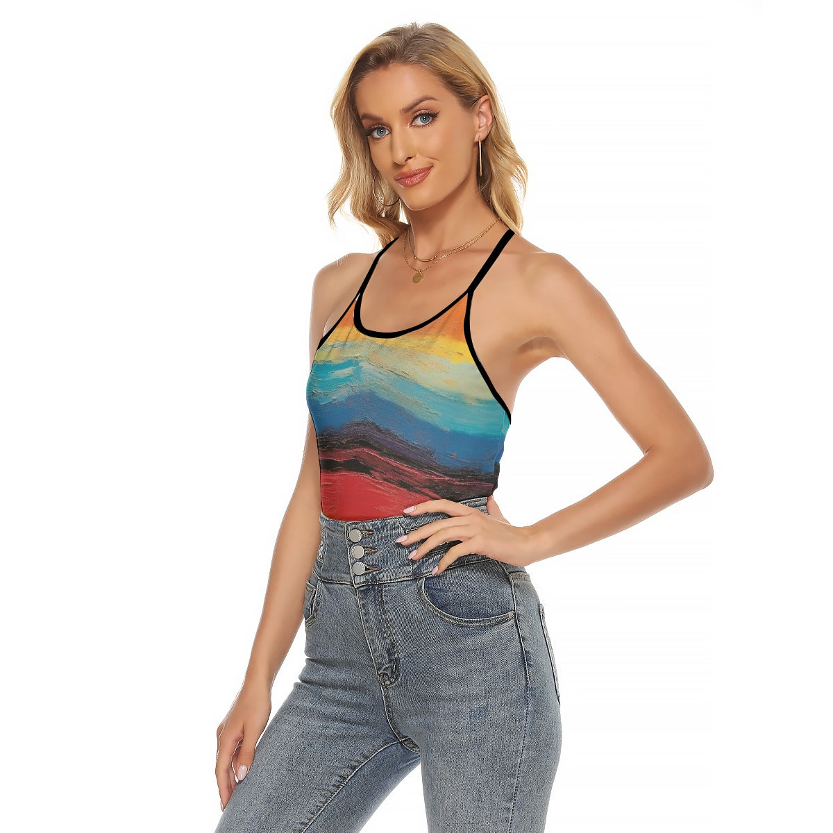 All-Over Print Women's Criss-Cross Open Back Tank Top