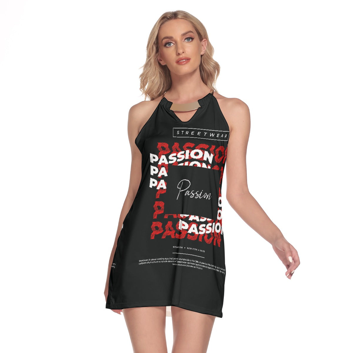 All-Over Print Women's Round Neck Above Knee Dress