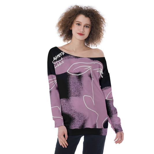 All-Over Print Oversized Women's Off-Shoulder Sweatshirt