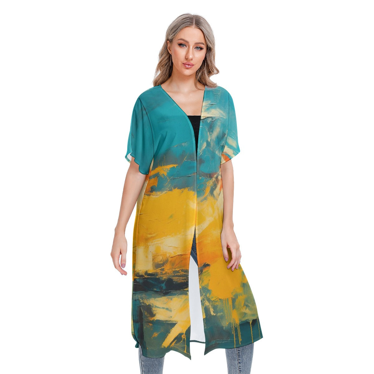 All-Over Print Women's Short Sleeve Cardigan