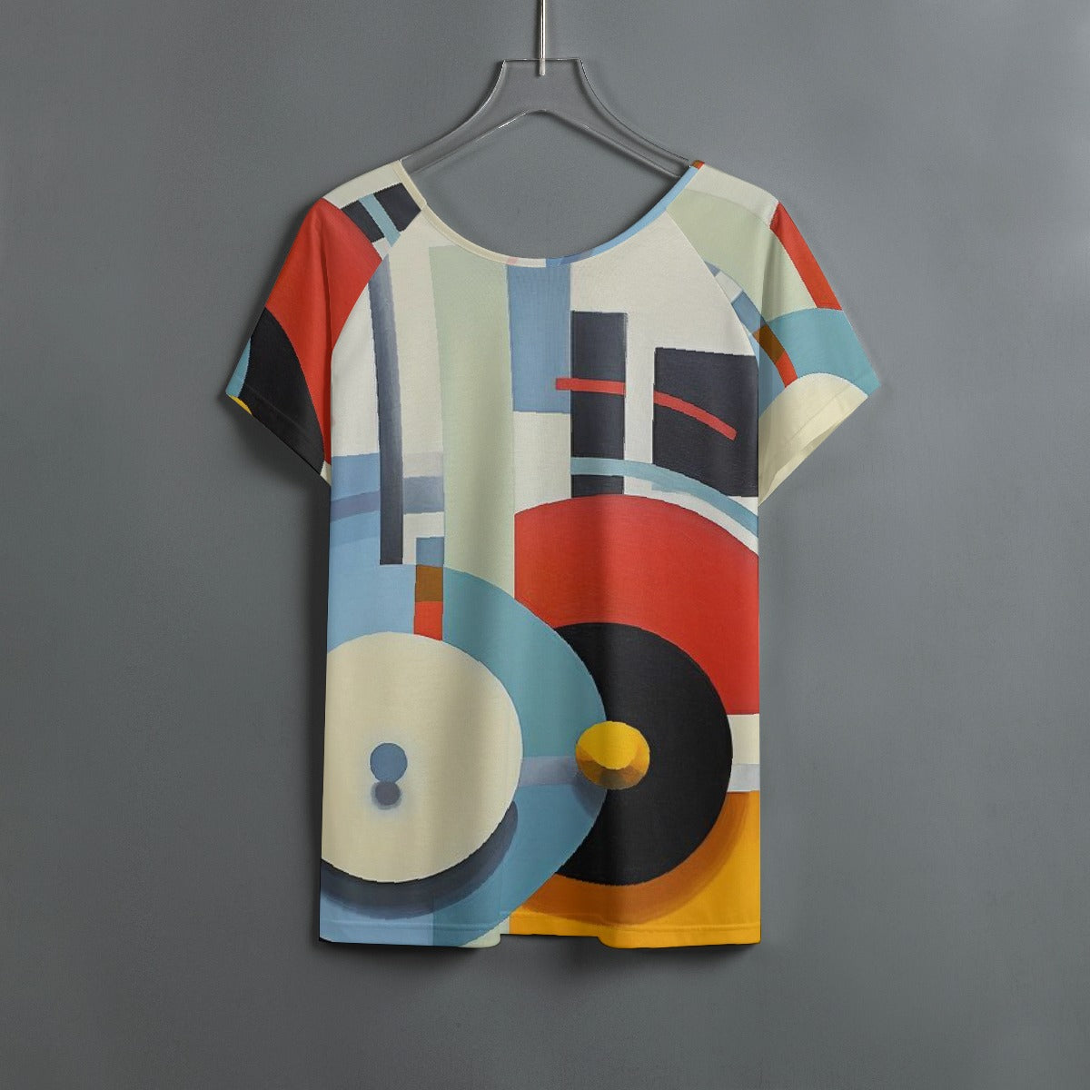 All-Over Print Women's Round Neck T-shirt With Raglan Sleeve