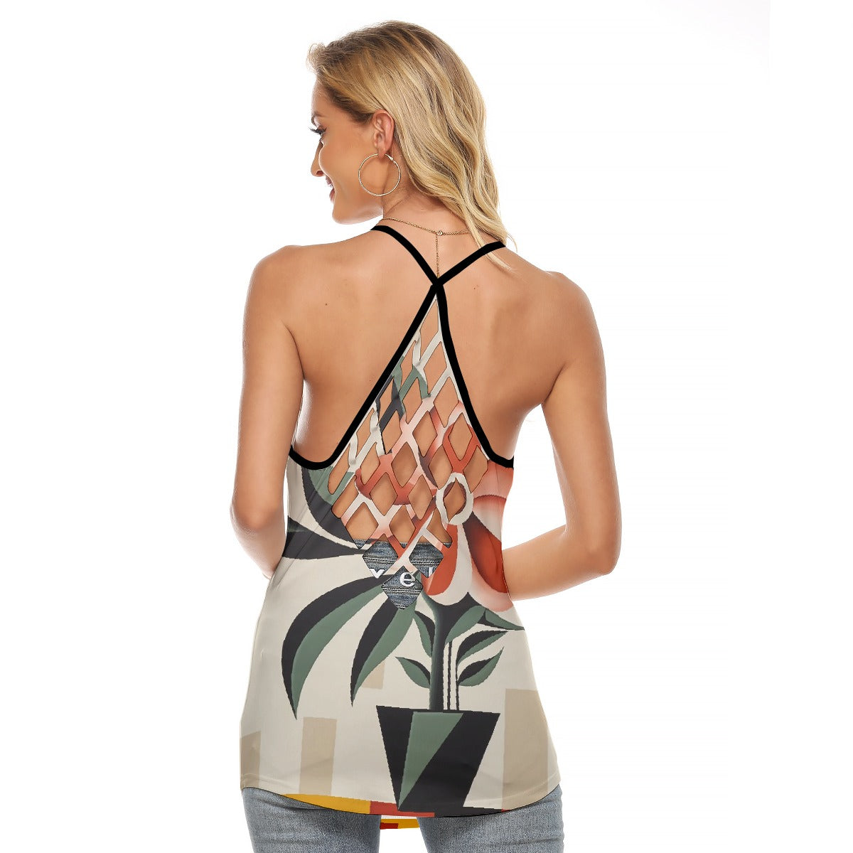 All-Over Print Women's Criss-Cross Open Back Tank Top