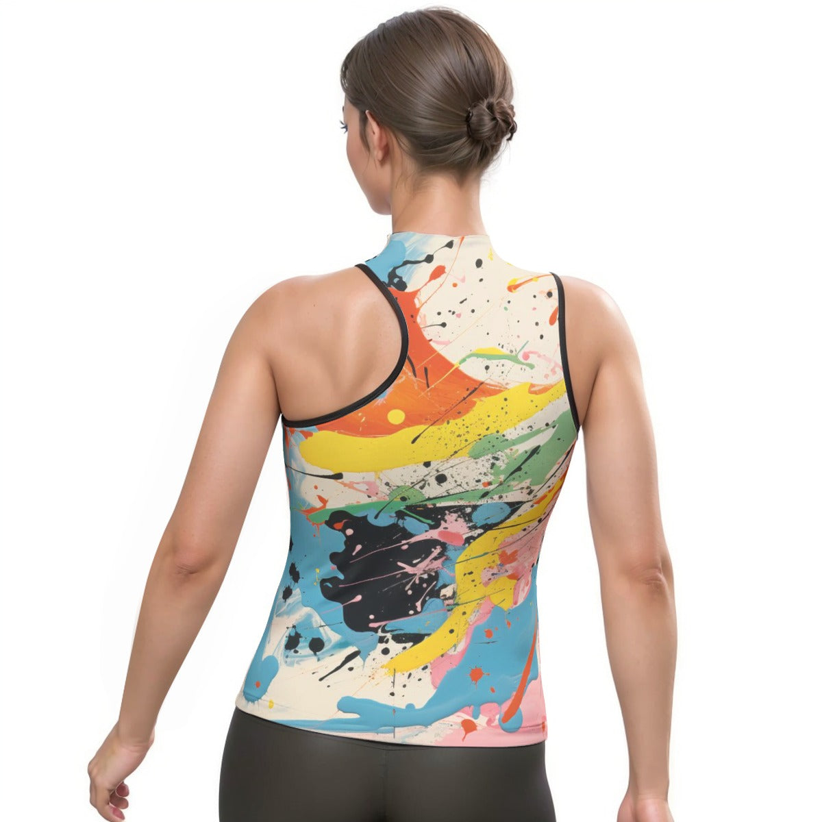 All-Over Print Women's Halter Sleeveless Asymmetrical Tank Top