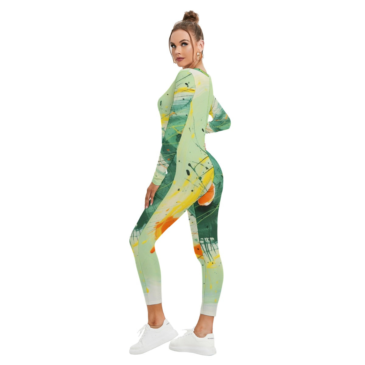 All-Over Print Women's Plunging Neck Jumpsuit