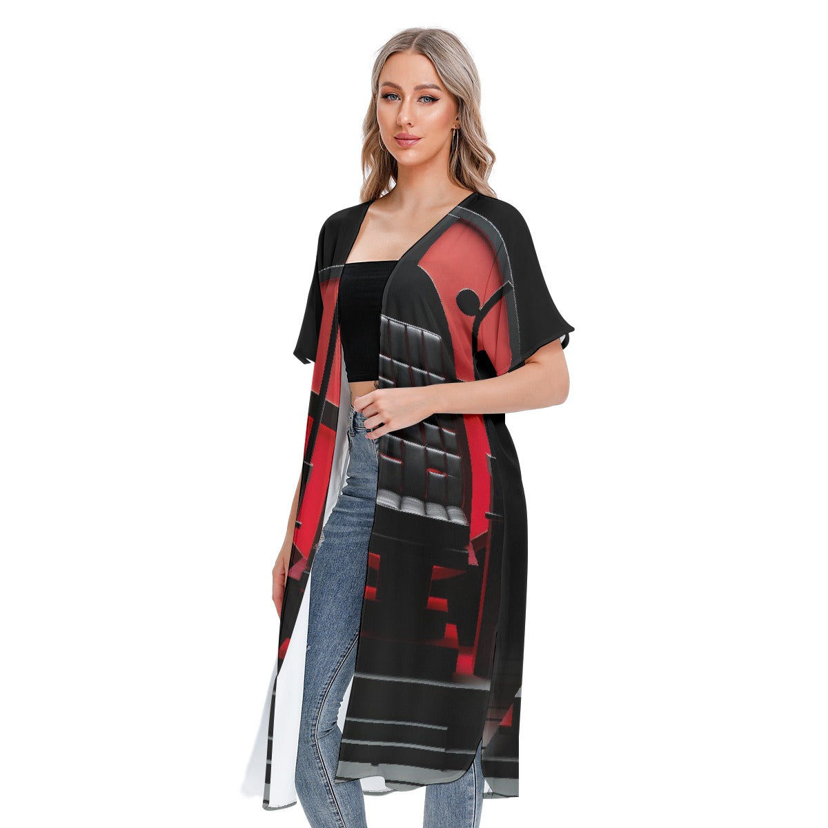 All-Over Print Women's Short Sleeve Cardigan