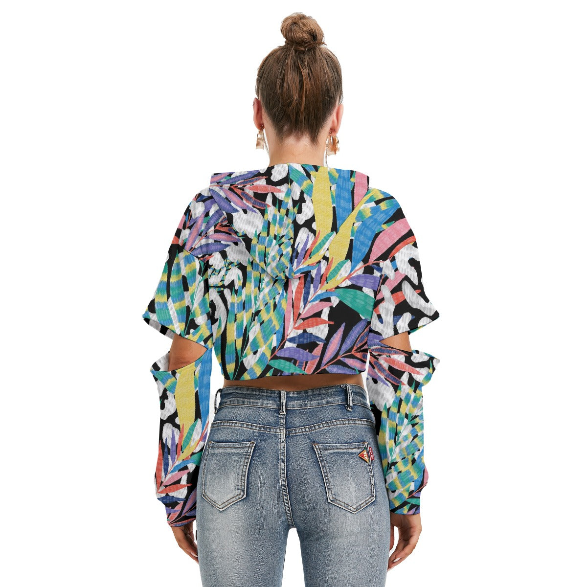 All-Over Print Women's Heavy Fleece Hoodie With Hollow Out Sleeve